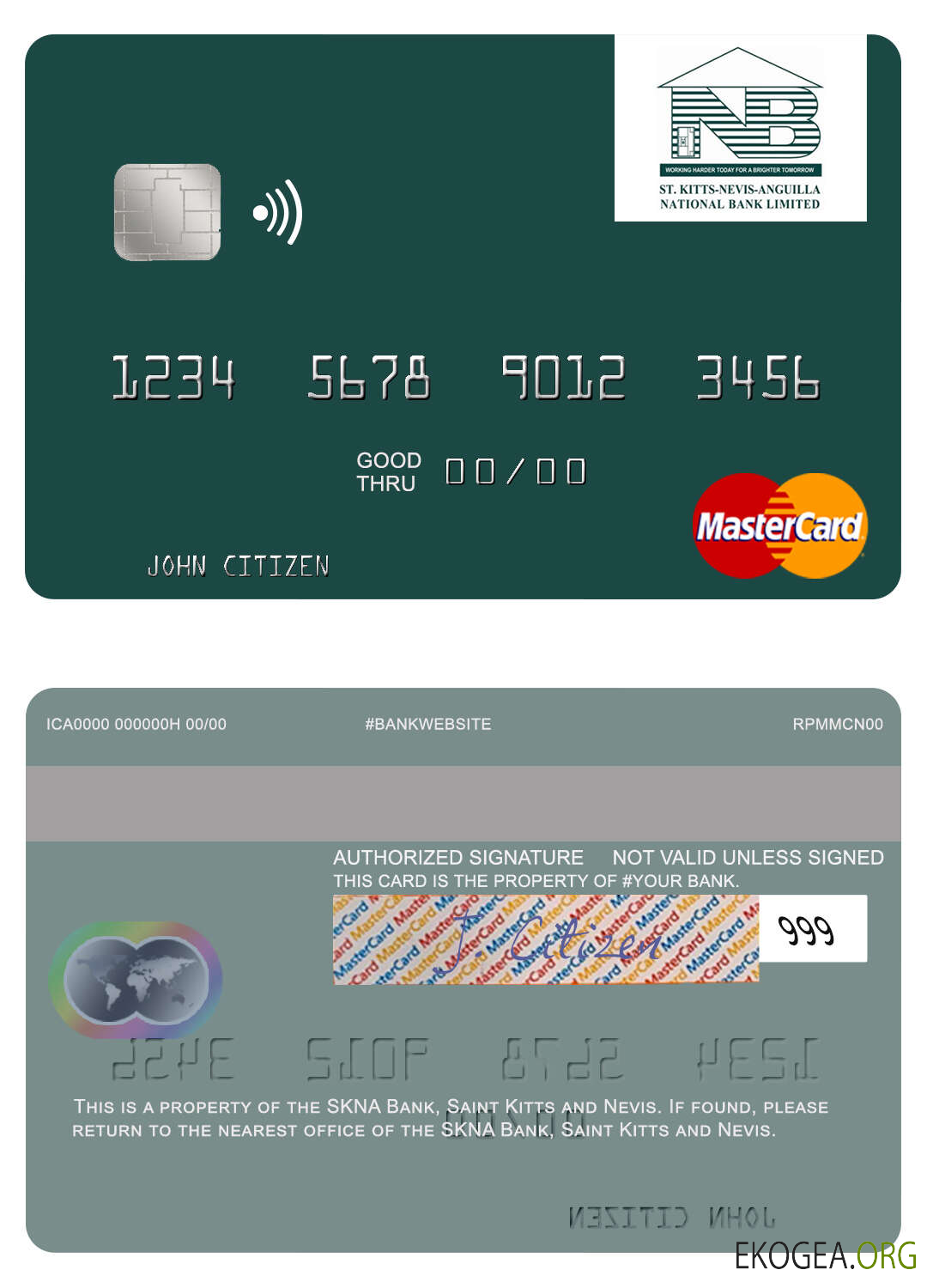 Saint Kitts et Nevis SKNA Bank mastercard